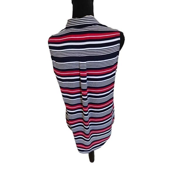 MICHAEL Michael Kors Womens Red White Blue Stripe Sleeveless Blouse Size 8 - Picture 4 of 10